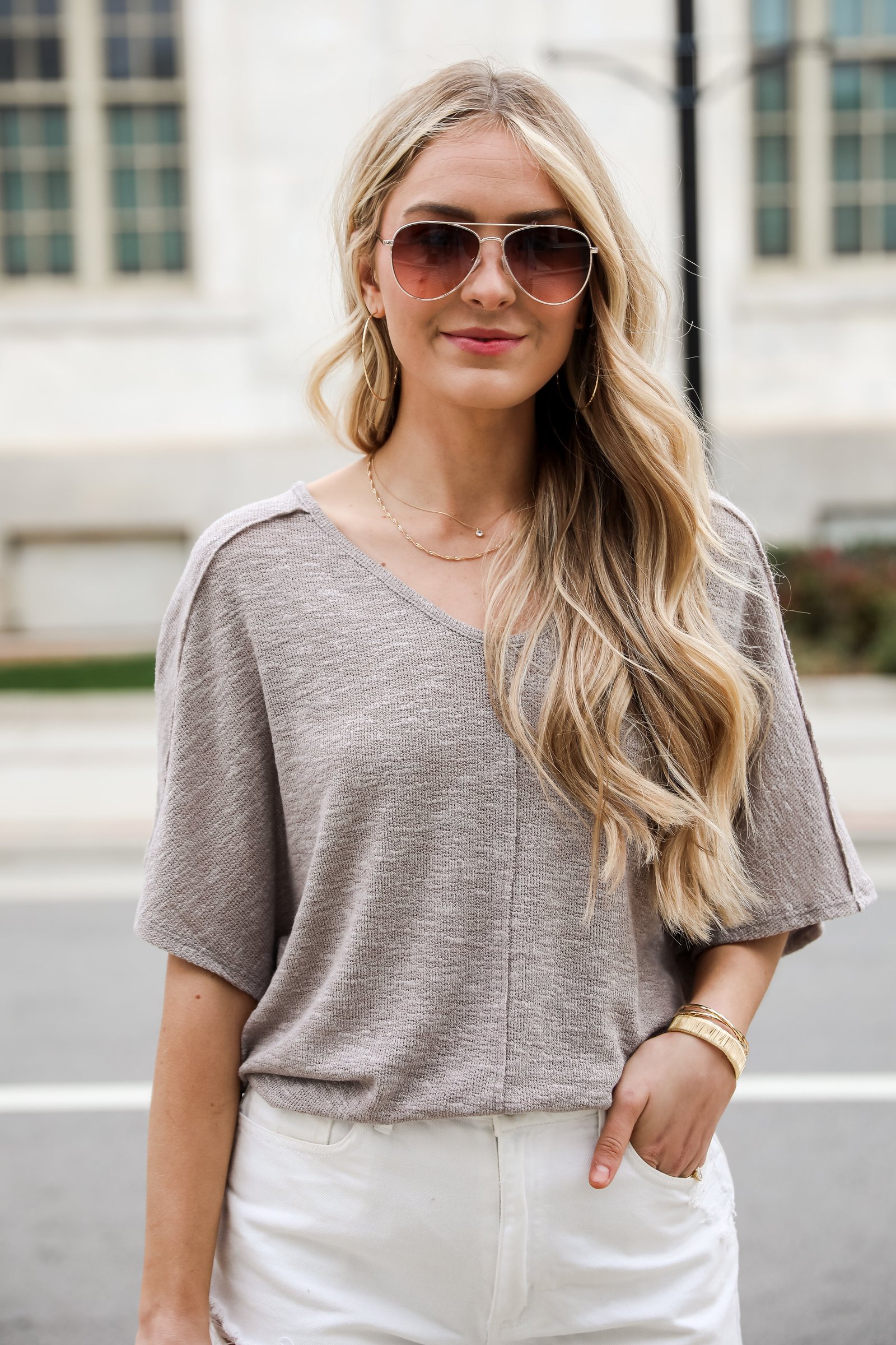 Delaney Dusty Lavender Knit Tee CC3