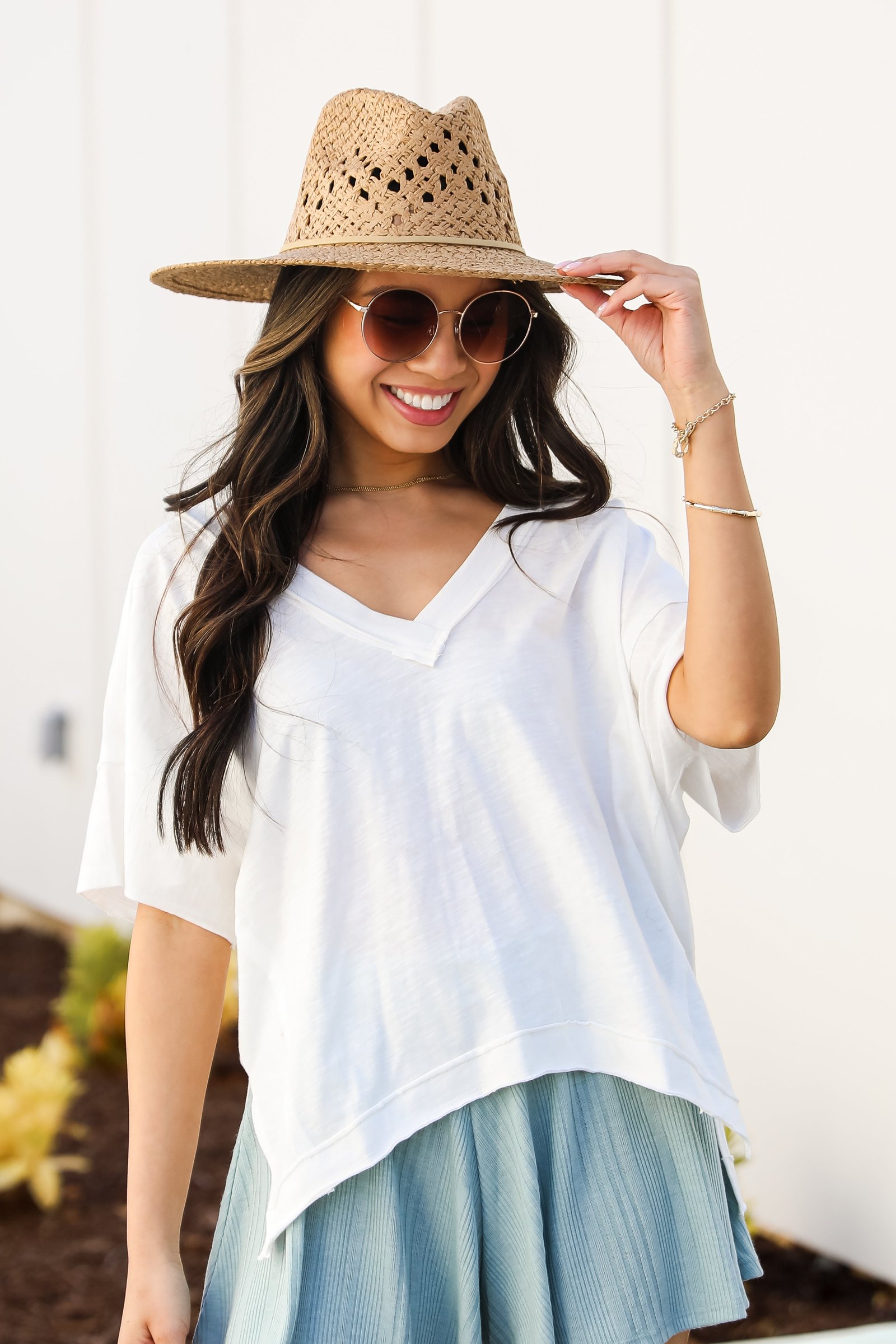 Nicole White V-Neck Tee  basic white tee